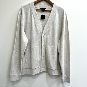 Club Monaco Terry Cardigan Sweatshirt Heather Gray Men’s XXL Preppy Neutral